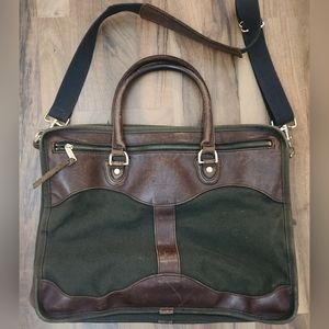 Vintage ORVIS LEATHER & CANVAS MESSENGER BRIEFCASE ATTACHE/LAPTOP BAG
